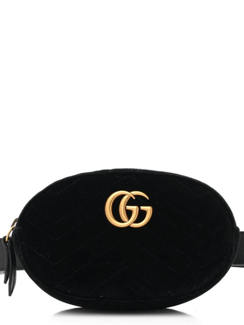 Gucci Black Velvet Mini Belt Bag with Gold GG